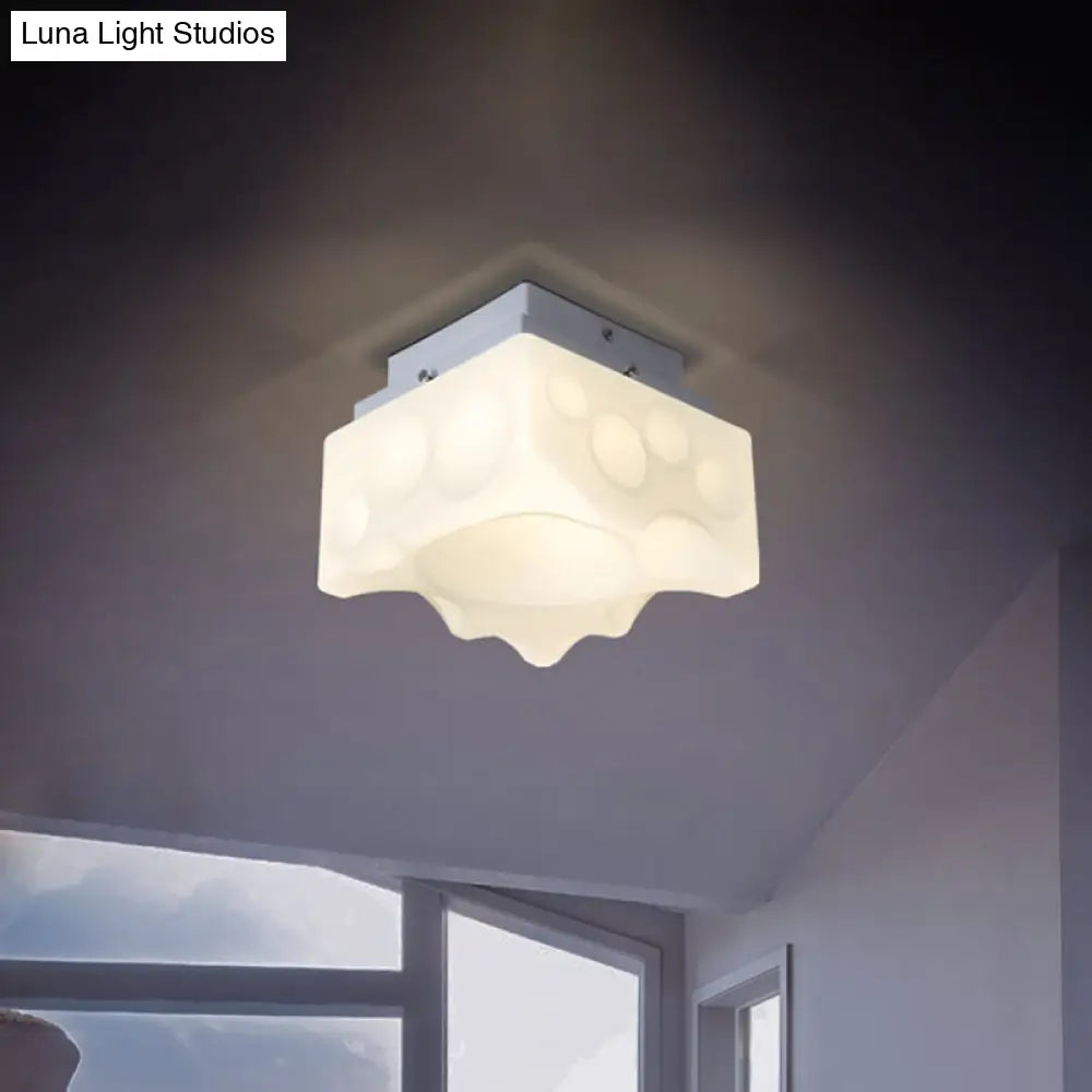 DecorBites™ DecorBites™ Geometric LED Flush Light for Hallway - Simple White Acrylic Ceiling Fixture