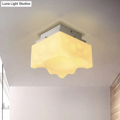 DecorBites™ DecorBites™ Geometric LED Flush Light for Hallway - Simple White Acrylic Ceiling Fixture