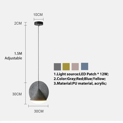 Gray textured spherical pendant lamp with black ceiling mount and adjustable cord for kitchen decorbites colorful led ceiling