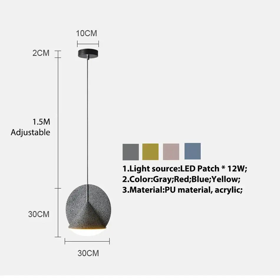 Gray textured spherical pendant lamp with black ceiling mount and adjustable cord for kitchen decorbites colorful led ceiling