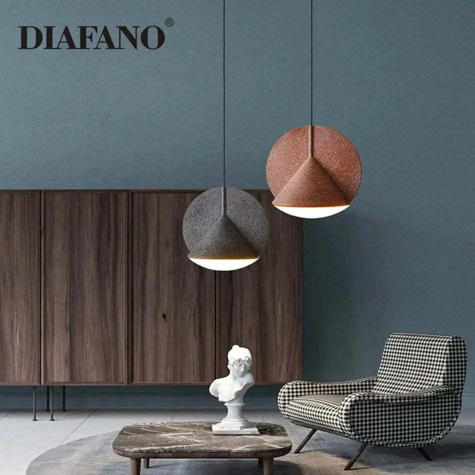 Two geometric matte copper and charcoal gray pendant lamps with textured cone design for kitchen decorbites colorful led ceiling