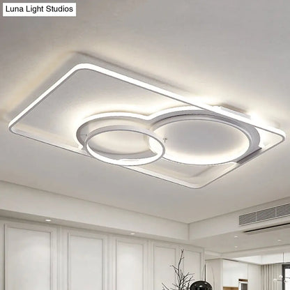 DecorBites™ DecorBites™ Geometric Metal Ceiling Mounted LED Flush Lamp Modern Lighting (White/Warm) - 35.5"/39" Wide, Black/White