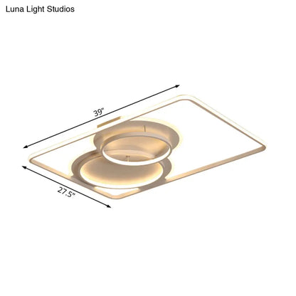 DecorBites™ DecorBites™ Geometric Metal Ceiling Mounted LED Flush Lamp Modern Lighting (White/Warm) - 35.5"/39" Wide, Black/White