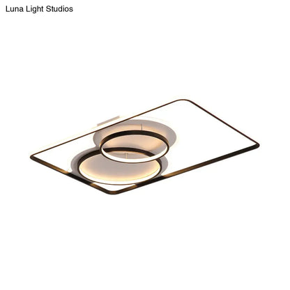 DecorBites™ DecorBites™ Geometric Metal Ceiling Mounted LED Flush Lamp Modern Lighting (White/Warm) - 35.5"/39" Wide, Black/White