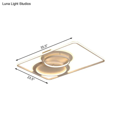 DecorBites™ DecorBites™ Geometric Metal Ceiling Mounted LED Flush Lamp Modern Lighting (White/Warm) - 35.5"/39" Wide, Black/White