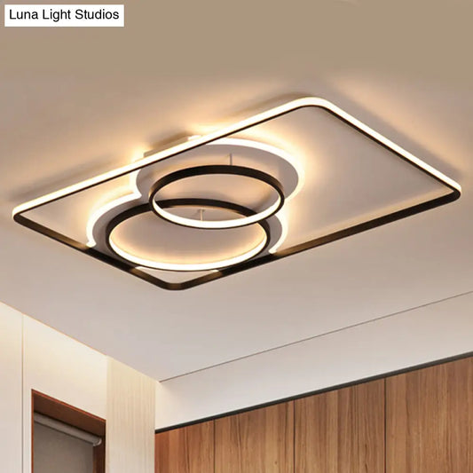 DecorBites™ DecorBites™ Geometric Metal Ceiling Mounted LED Flush Lamp Modern Lighting (White/Warm) - 35.5"/39" Wide, Black/White