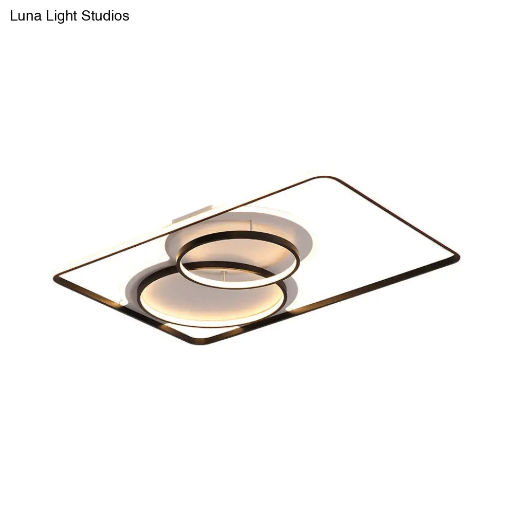 DecorBites™ DecorBites™ Geometric Metal Ceiling Mounted LED Flush Lamp Modern Lighting (White/Warm) - 35.5"/39" Wide, Black/White