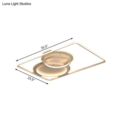 DecorBites™ DecorBites™ Geometric Metal Ceiling Mounted LED Flush Lamp Modern Lighting (White/Warm) - 35.5"/39" Wide, Black/White