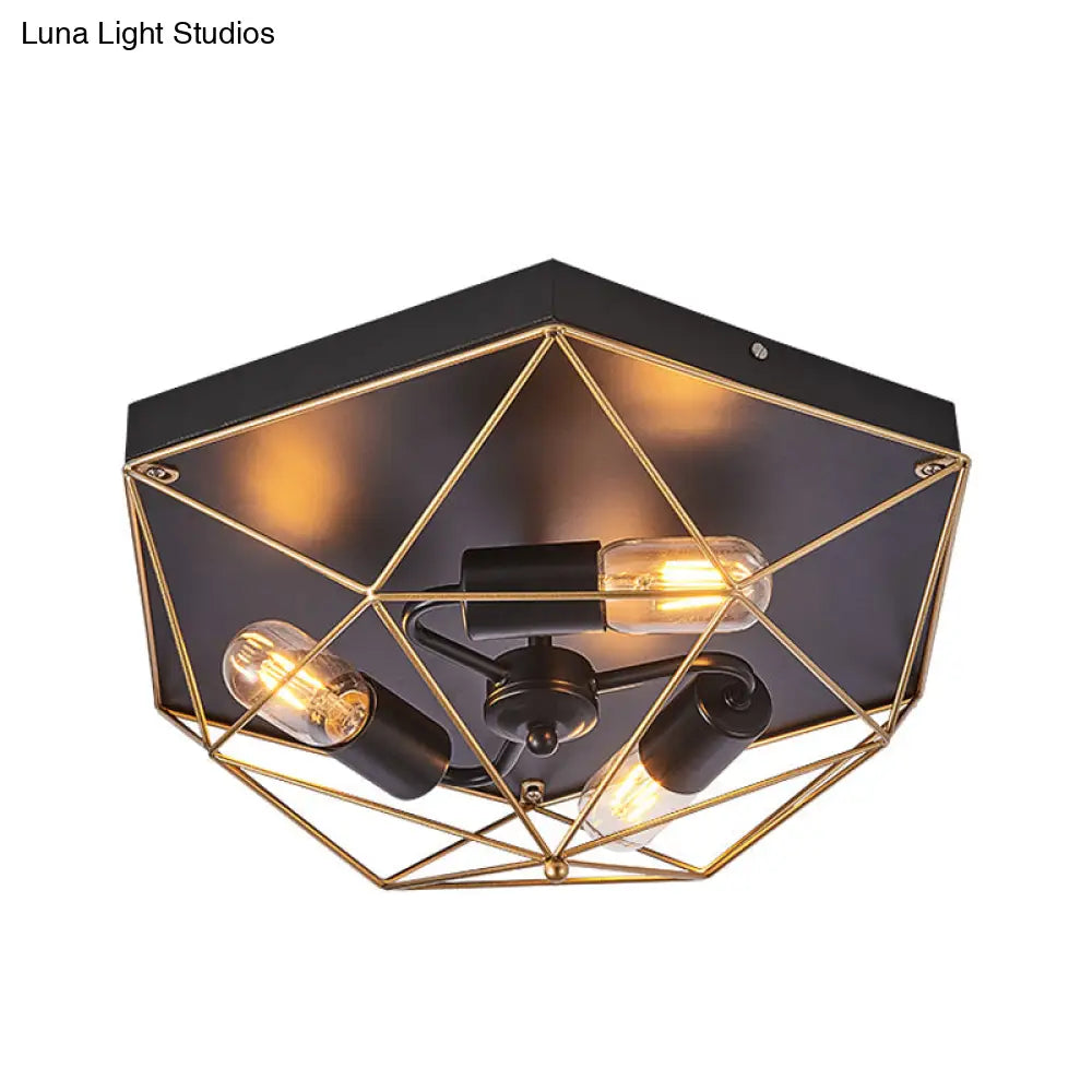 DecorBites™ DecorBites™ Geometric Metal Flush Ceiling Light with 3 Industrial Black Mounts
