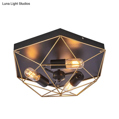 DecorBites™ DecorBites™ Geometric Metal Flush Ceiling Light with 3 Industrial Black Mounts