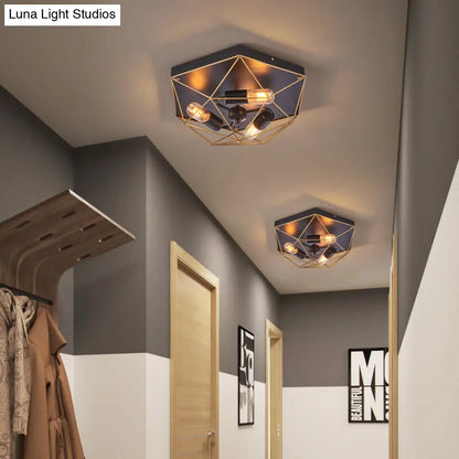 DecorBites™ DecorBites™ Geometric Metal Flush Ceiling Light with 3 Industrial Black Mounts