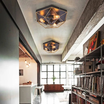DecorBites™ DecorBites™ Geometric Metal Flush Ceiling Light with 3 Industrial Black Mounts