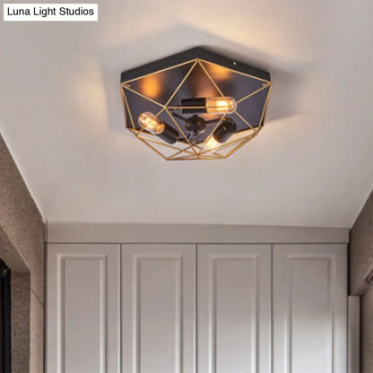 DecorBites™ DecorBites™ Geometric Metal Flush Ceiling Light with 3 Industrial Black Mounts