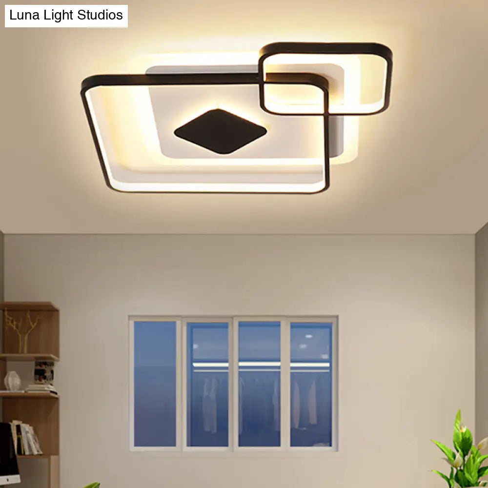 ديكوربايتس™ مصباح سقف LED معدني هندسي - أسود، تركيب مدمج، إضاءة بيضاء/دافئة، عرض 16.5 بوصة/19.5 بوصة/23.5 بوصة