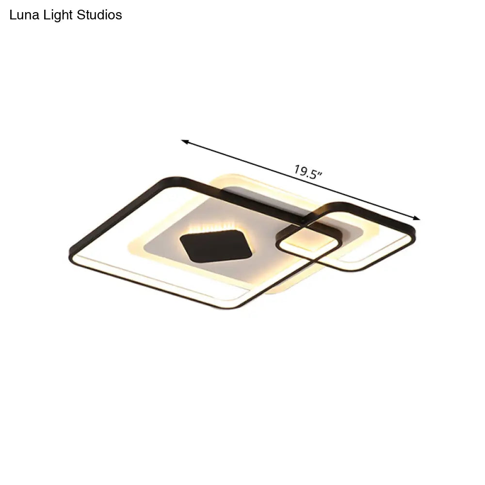 ديكوربايتس™ مصباح سقف LED معدني هندسي - أسود، تركيب مدمج، إضاءة بيضاء/دافئة، عرض 16.5 بوصة/19.5 بوصة/23.5 بوصة