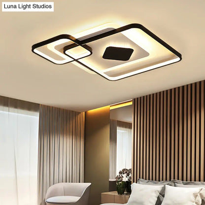 ديكوربايتس™ مصباح سقف LED معدني هندسي - أسود، تركيب مدمج، إضاءة بيضاء/دافئة، عرض 16.5 بوصة/19.5 بوصة/23.5 بوصة