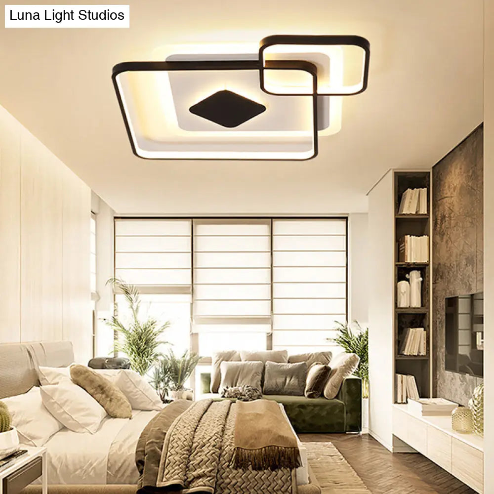 ديكوربايتس™ مصباح سقف LED معدني هندسي - أسود، تركيب مدمج، إضاءة بيضاء/دافئة، عرض 16.5 بوصة/19.5 بوصة/23.5 بوصة