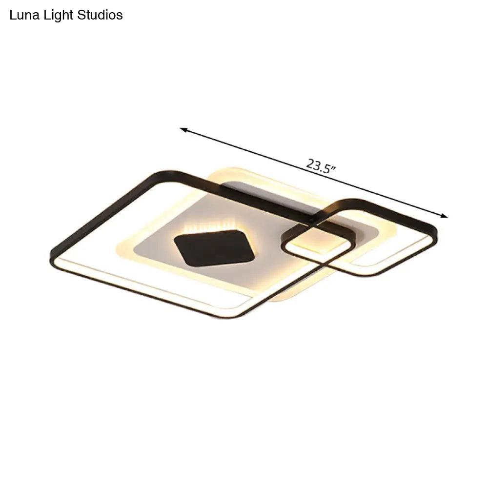 ديكوربايتس™ مصباح سقف LED معدني هندسي - أسود، تركيب مدمج، إضاءة بيضاء/دافئة، عرض 16.5 بوصة/19.5 بوصة/23.5 بوصة