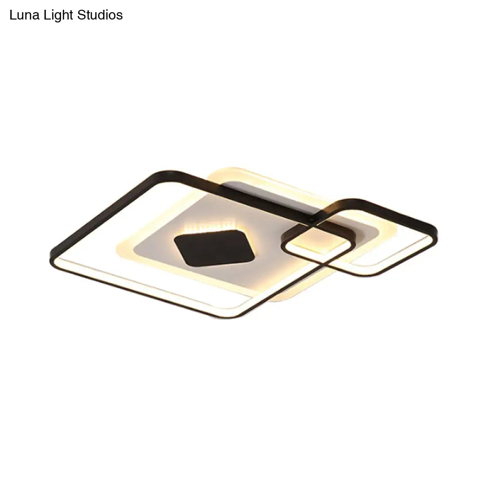 ديكوربايتس™ مصباح سقف LED معدني هندسي - أسود، تركيب مدمج، إضاءة بيضاء/دافئة، عرض 16.5 بوصة/19.5 بوصة/23.5 بوصة