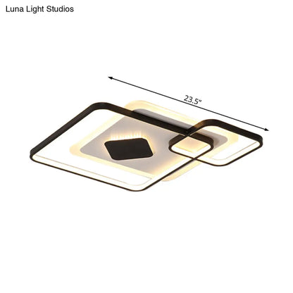 ديكوربايتس™ مصباح سقف LED معدني هندسي - أسود، تركيب مدمج، إضاءة بيضاء/دافئة، عرض 16.5 بوصة/19.5 بوصة/23.5 بوصة