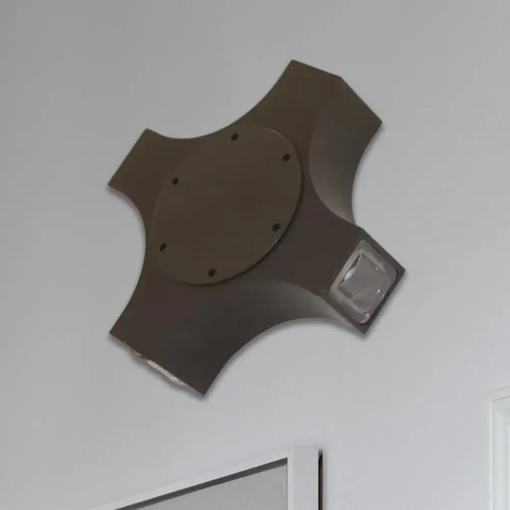 ديكوربايتس™ مصباح حائط أسود معدني هندسي - شمعدان ممر بثلاثة أرباع الأضواء