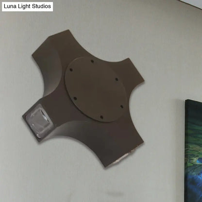 ديكوربايتس™ مصباح حائط أسود معدني هندسي - شمعدان ممر بثلاثة أرباع الأضواء