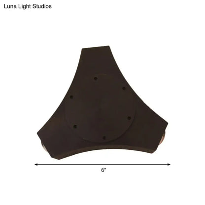Black triangular geometric metallic shade with six mounting holes for bronze corridor wall sconce bedroom light