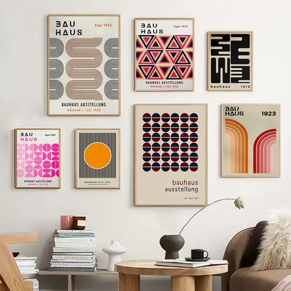 Geometric Mid Century Bauhaus Canvas Wall Art - Posters