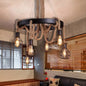 Geometric Natural Rope Chandelier in Brown for Rustic Ambiance