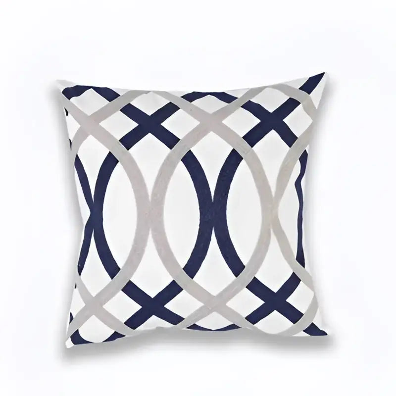 Square cushion cover with modern blue zigzag geometric navy blue and gray pattern for living room decorbites decor