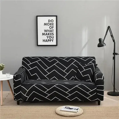 Black sofa covers with bold white geometric zigzag pattern for decorbites colorful block sofa living room slipcover