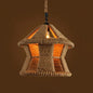 Geometric Pendant Light Kit - Industrial Beige Rope Hanging Lighting for Dining Room