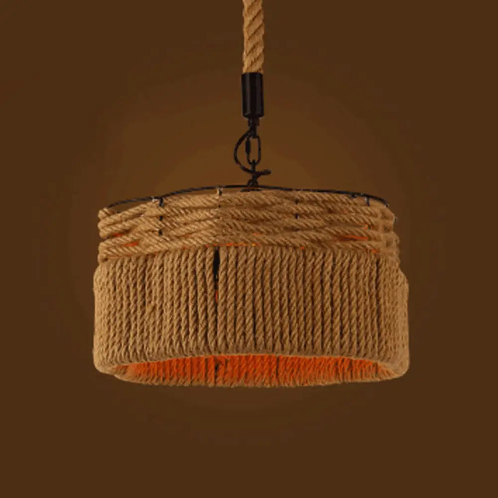 Geometric Pendant Light Kit - Industrial Beige Rope Hanging Lighting for Dining Room