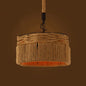 Geometric Pendant Light Kit - Industrial Beige Rope Hanging Lighting for Dining Room