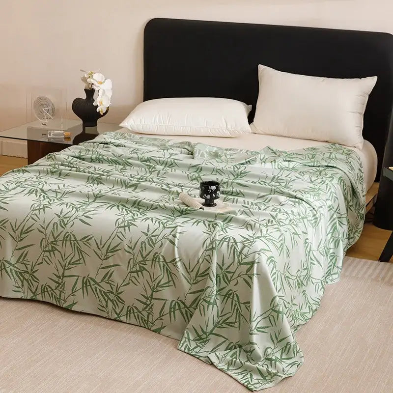 Light green bamboo fiber summer blanket with smooth silky texture for lightweight bedroom decorbites bamboo fiber bedding