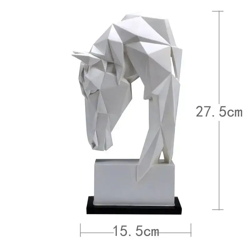 White geometric horse ornaments sculpture with angular facets for minimalist living room decor by decorbites horse ornaments