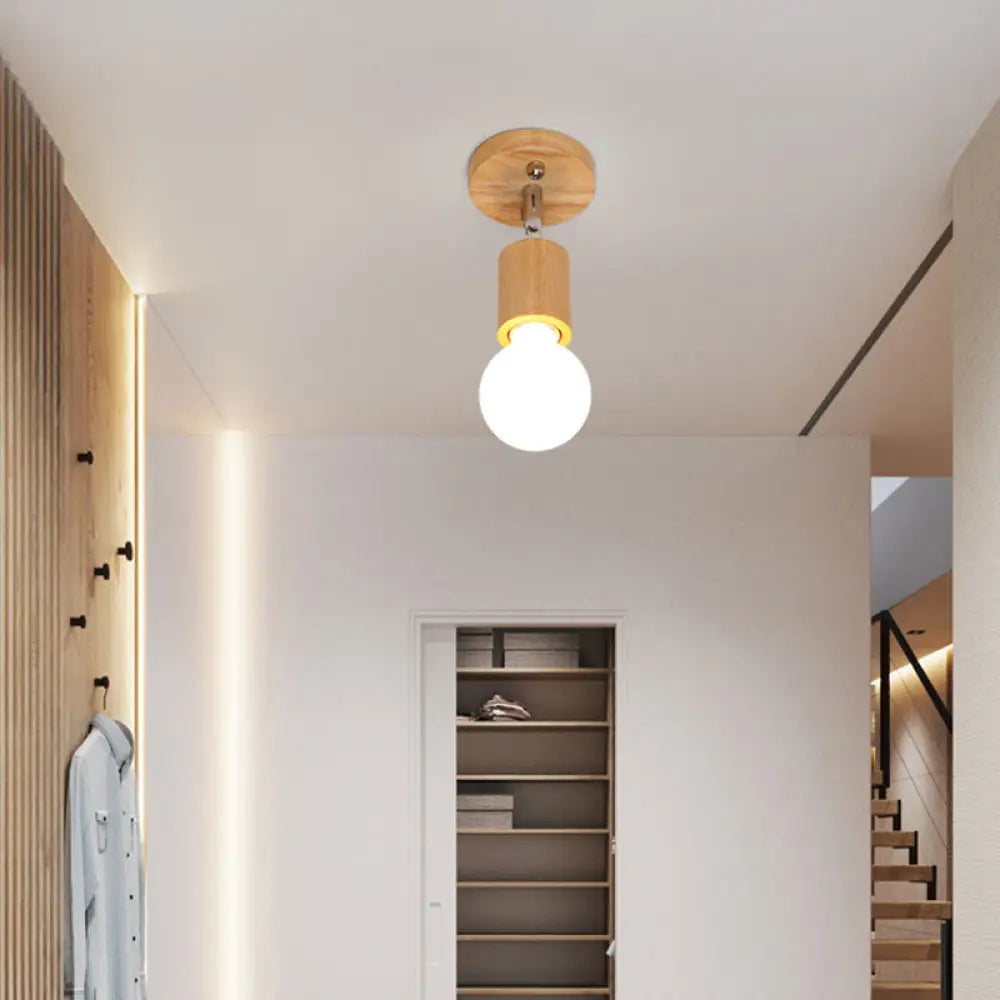 DecorBites™ DecorBites™ Geometric Wood Track Light for Minimalist Restaurants - Semi Flush Design