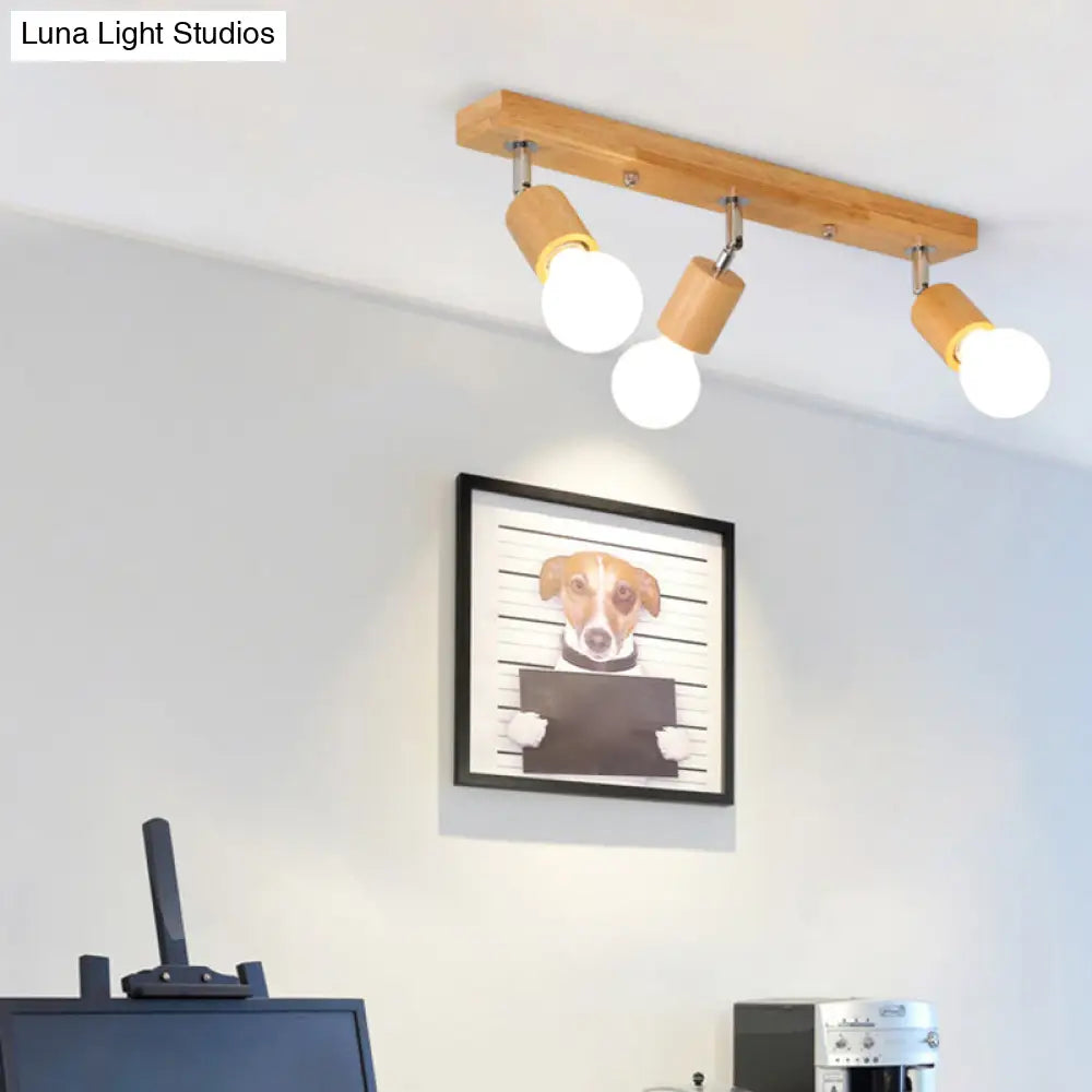 DecorBites™ DecorBites™ Geometric Wood Track Light for Minimalist Restaurants - Semi Flush Design