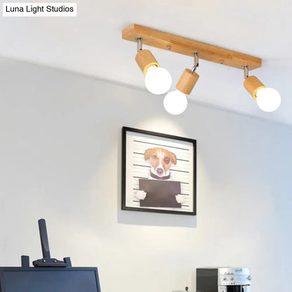 DecorBites™ DecorBites™ Geometric Wood Track Light for Minimalist Restaurants - Semi Flush Design