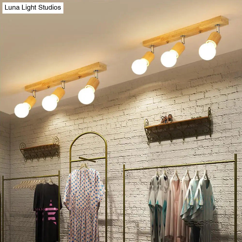 DecorBites™ DecorBites™ Geometric Wood Track Light for Minimalist Restaurants - Semi Flush Design