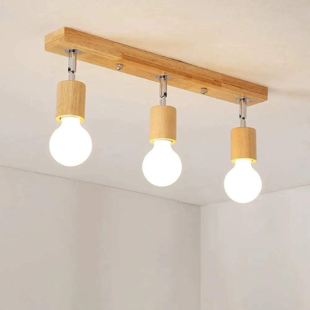DecorBites™ DecorBites™ Geometric Wood Track Light for Minimalist Restaurants - Semi Flush Design