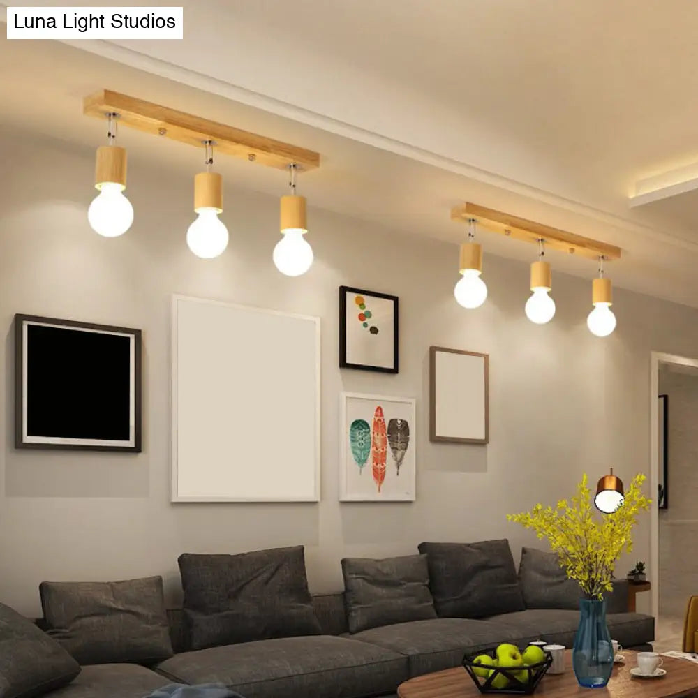 DecorBites™ DecorBites™ Geometric Wood Track Light for Minimalist Restaurants - Semi Flush Design