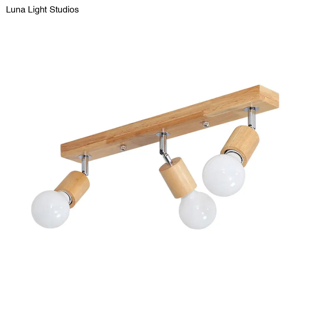 DecorBites™ DecorBites™ Geometric Wood Track Light for Minimalist Restaurants - Semi Flush Design