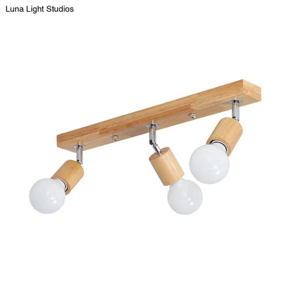 DecorBites™ DecorBites™ Geometric Wood Track Light for Minimalist Restaurants - Semi Flush Design