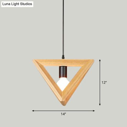 Geometric Wooden Pendant Lamp - Minimalist Single Ceiling Light for Restaurants