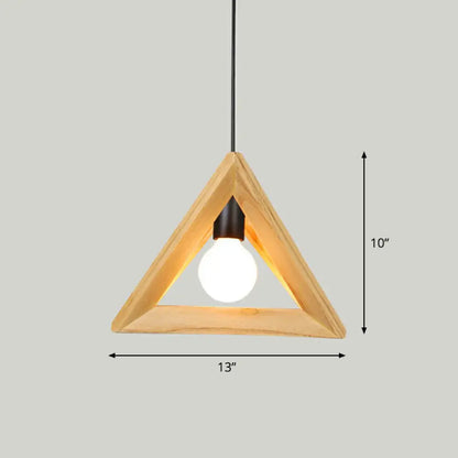 Geometric Wooden Pendant Lamp - Minimalist Single Ceiling Light for Restaurants