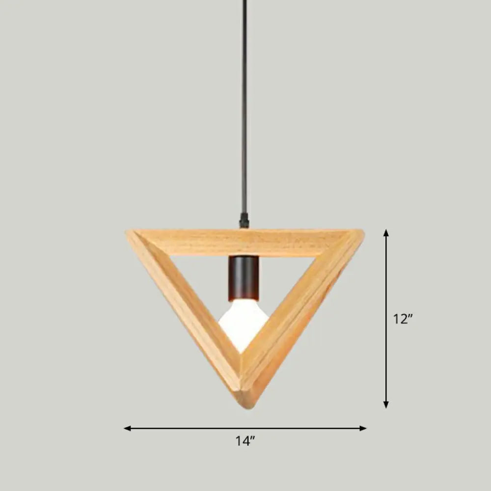 Geometric Wooden Pendant Lamp - Minimalist Single Ceiling Light for Restaurants