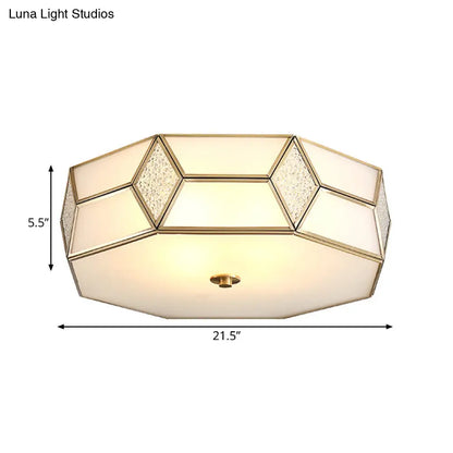 DecorBites™ DecorBites™ Geometrical Flush Mount Traditional White Glass Chandelier - Wide Options, 2/3 Bulbs