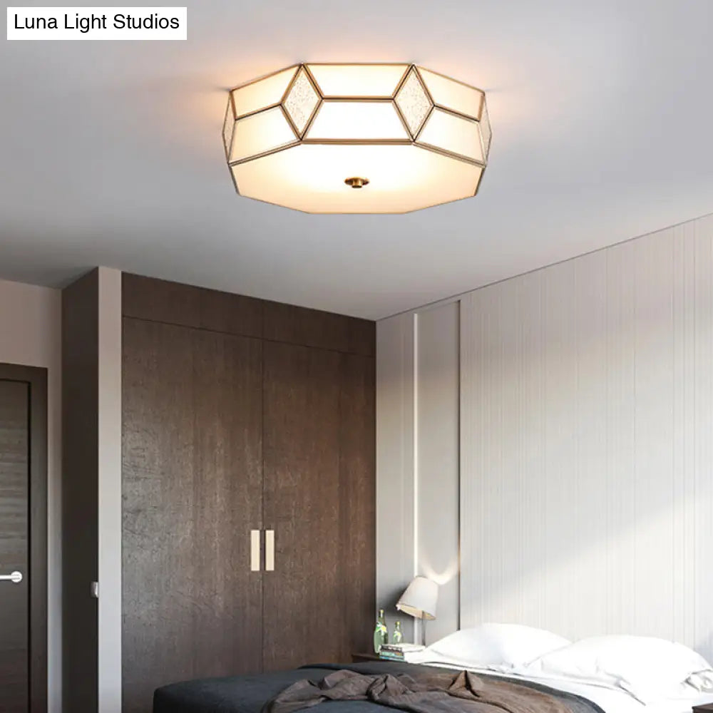 DecorBites™ DecorBites™ Geometrical Flush Mount Traditional White Glass Chandelier - Wide Options, 2/3 Bulbs