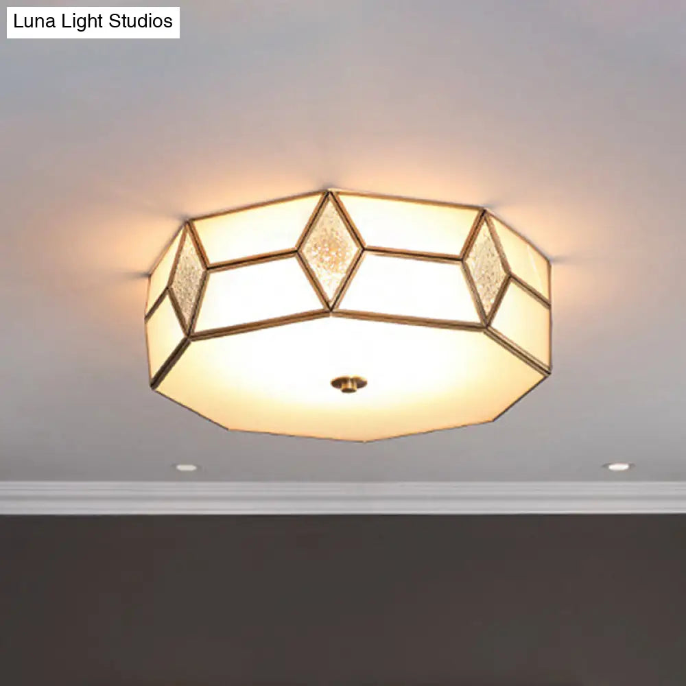 DecorBites™ DecorBites™ Geometrical Flush Mount Traditional White Glass Chandelier - Wide Options, 2/3 Bulbs